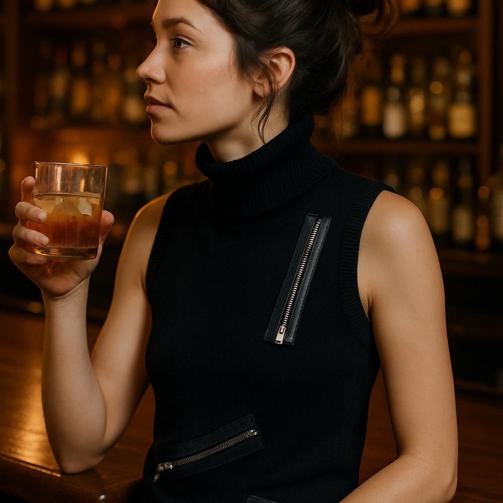 Gasoline Sleeveless Turtleneck Sweater